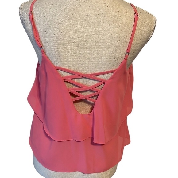 San Joy coral tiered crop top . Sz medium - Picture 2 of 4